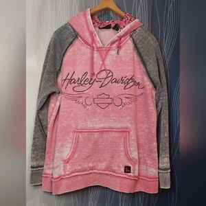 Harley-Davidson Women's Pink and Gray Hoodie